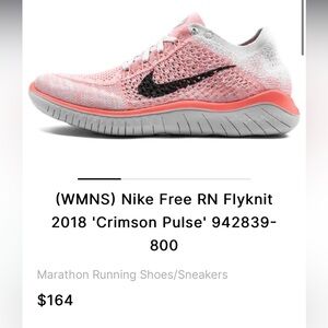 (WMNS) Nike Free RN Flyknit 2018 'Crimson Pulse' 942839-800 size 9